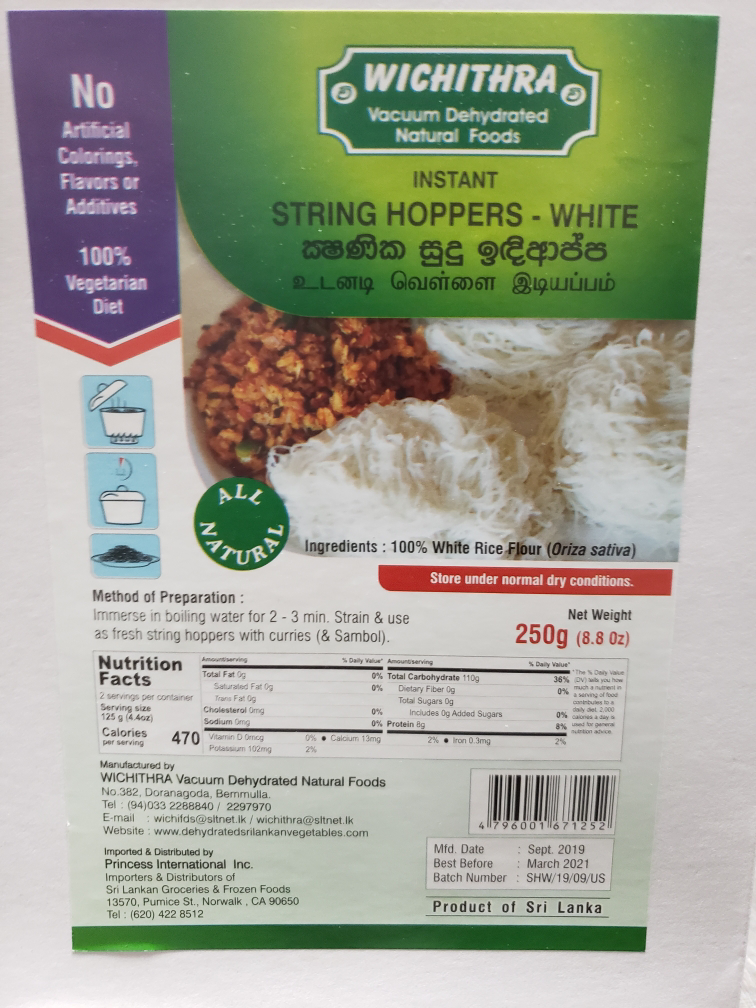 Sri Lankan Groceries. Instant String Hoppers(Indhi Appa) - White